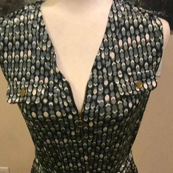 Emma & Michele Sleeveless Summer Dress Metallic Zipper/Buttons and Tie Belt-S - Picture 5 of 9